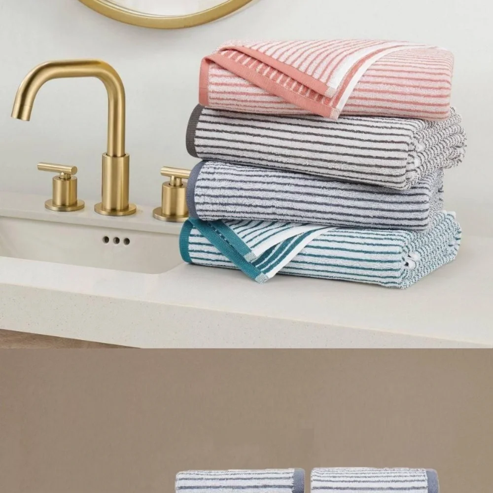NEW Brooklyn Loom Striped 14pc striped bath set Striped Blue Towel Set